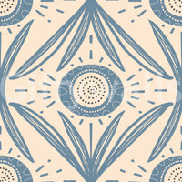 Muted blue flower wallpaper for calm spaces
