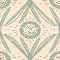 Artistic mural wallpaper in cream and sage

