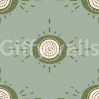 Mid-century modern floral motifs in a calming sage and olive color palette

