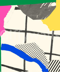 Fun and colorful summer collage wall mural with playful elements

