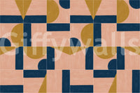 Unique tile pattern mural with hand-painted designs and colors

