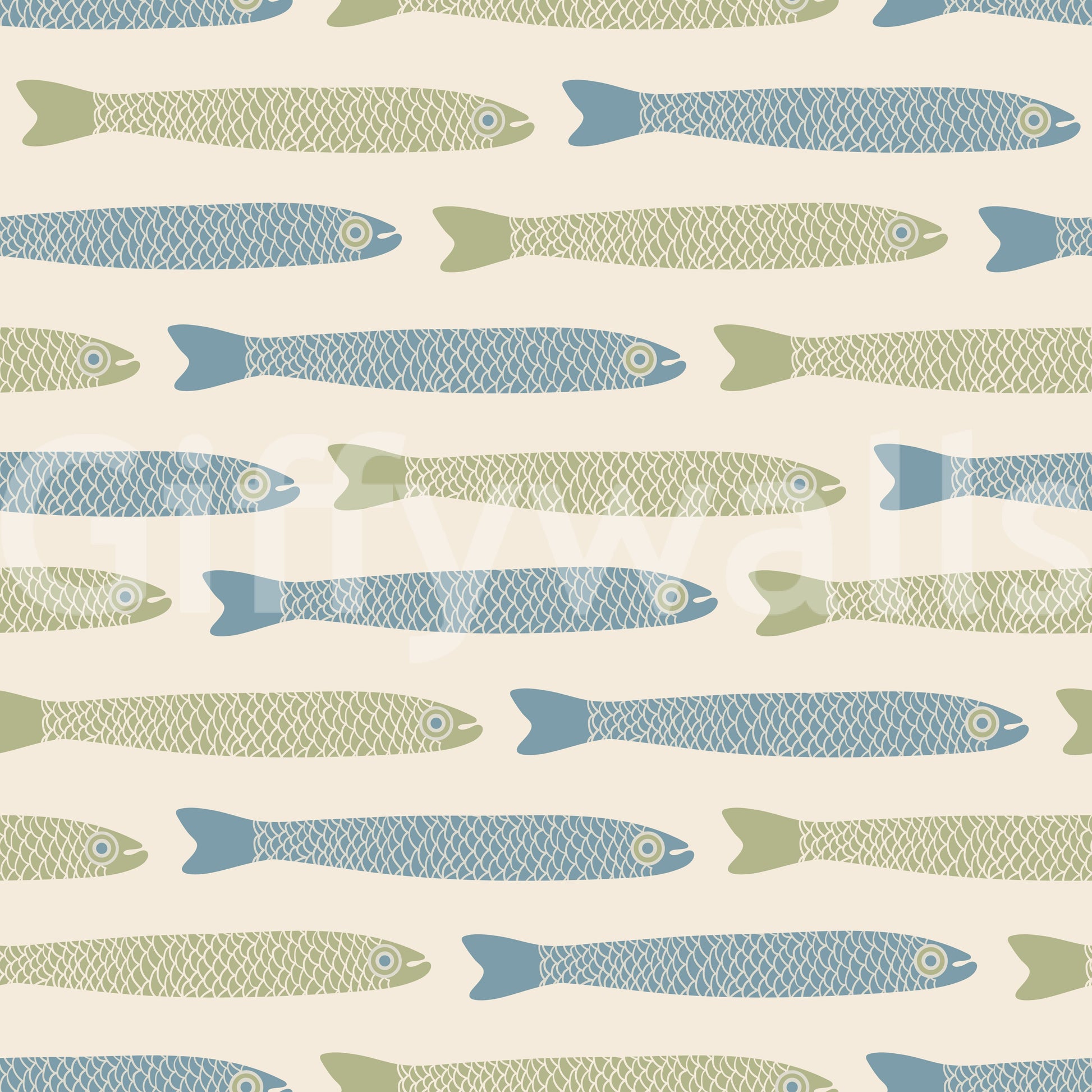 Soft color fish pattern wall mural
