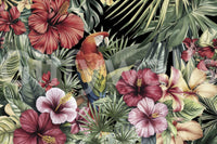 Tropical dreams mural with parrot and florals