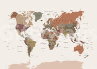 Old-world map design mural

