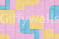 Neutral patchwork tile mural wallpaper

