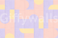 Mural wallpaper with vintage block prints

