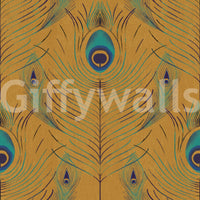 Decorative gold feather wall mural

