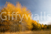 The Golden Autumn Trees mural gives the room a natural, peaceful feel.

