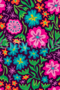 Floral wallpaper with a dramatic, colorful contrast.

