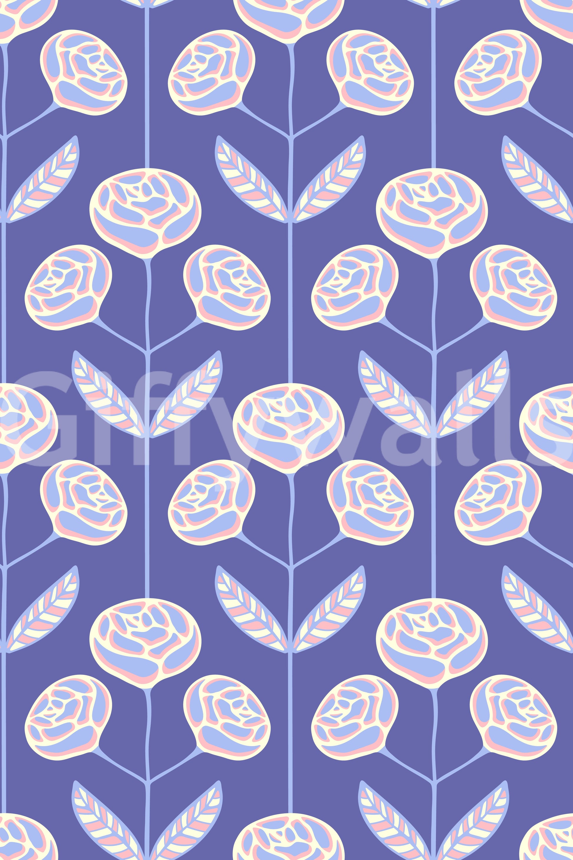 Floral wallpaper with a gentle, painterly feel.

