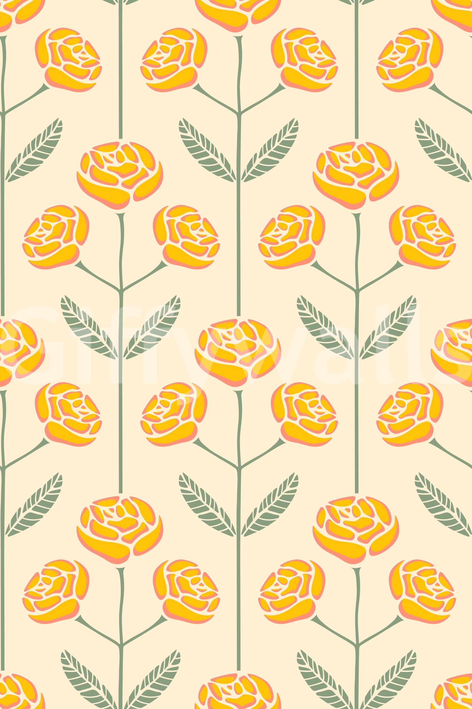 Floral wallpaper with a gentle, painterly feel.

