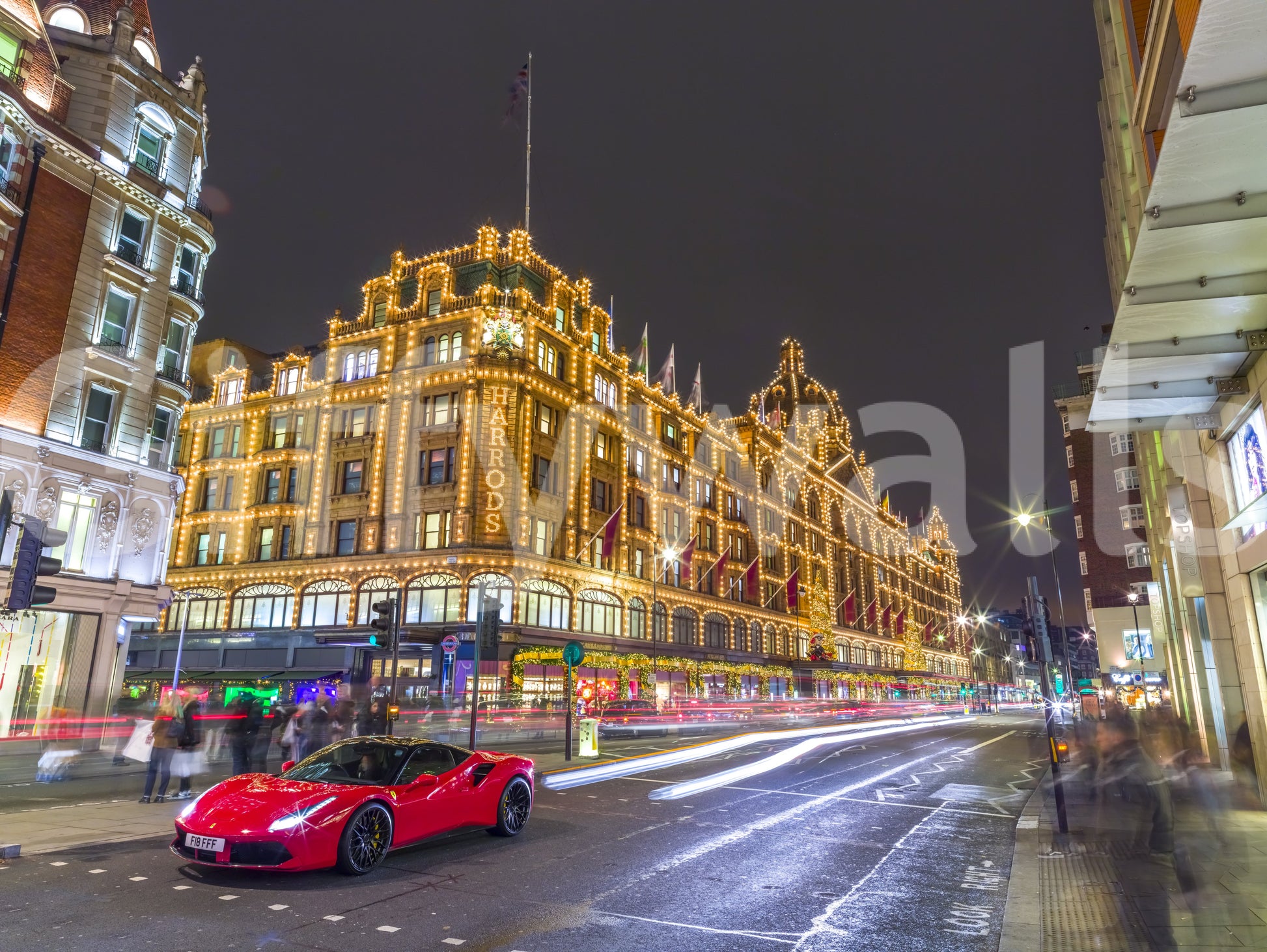 Night photography with bright lights.

