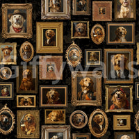 Wallpaper featuring a gallery of distinguished dogs.