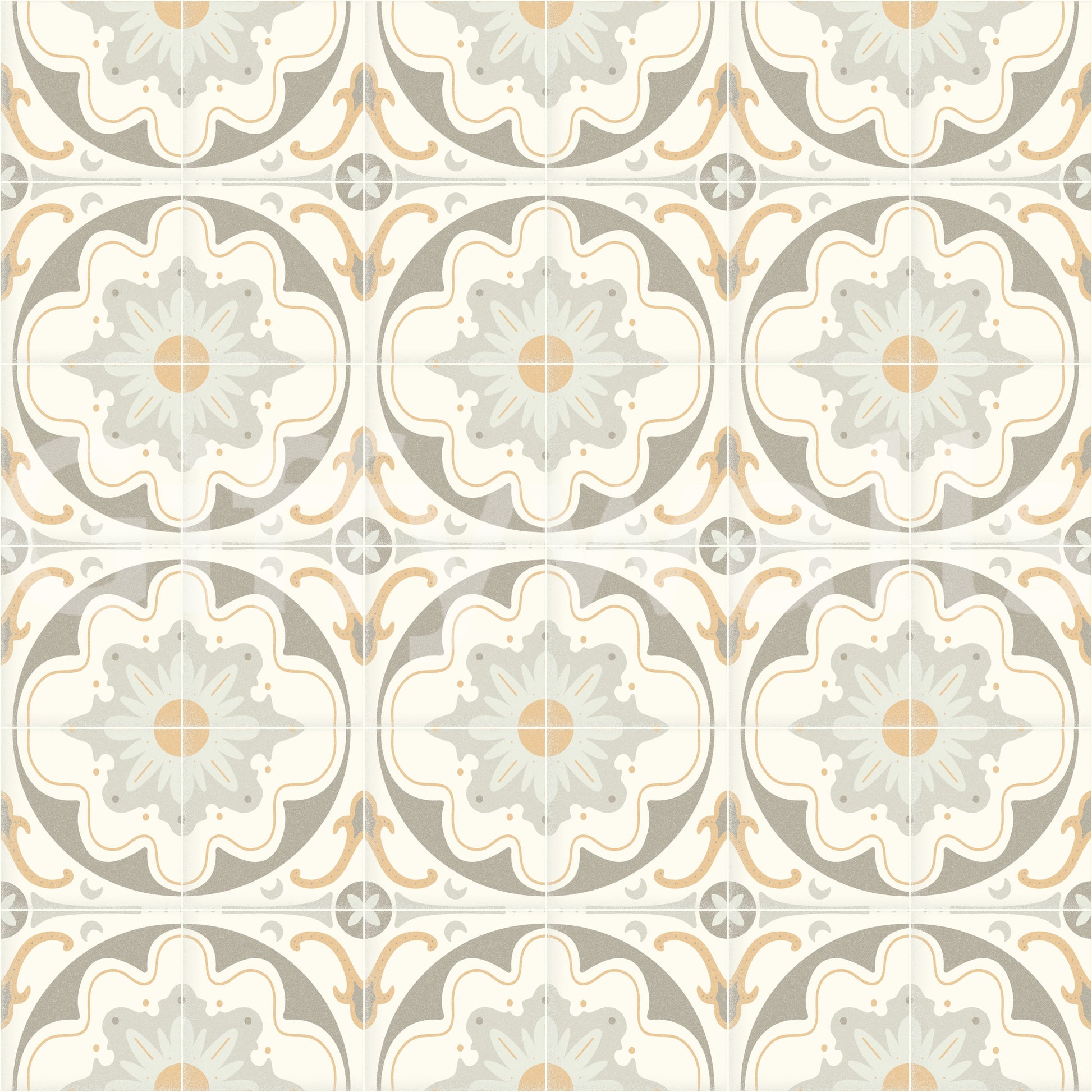 Aged Cement Tile mural in a laundry room.

