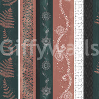 Wallpaper with a mix of teal and brown tones.

