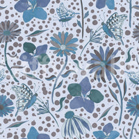 soft pastel floral design on blue

