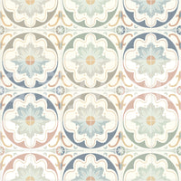 colorful tile pattern mural