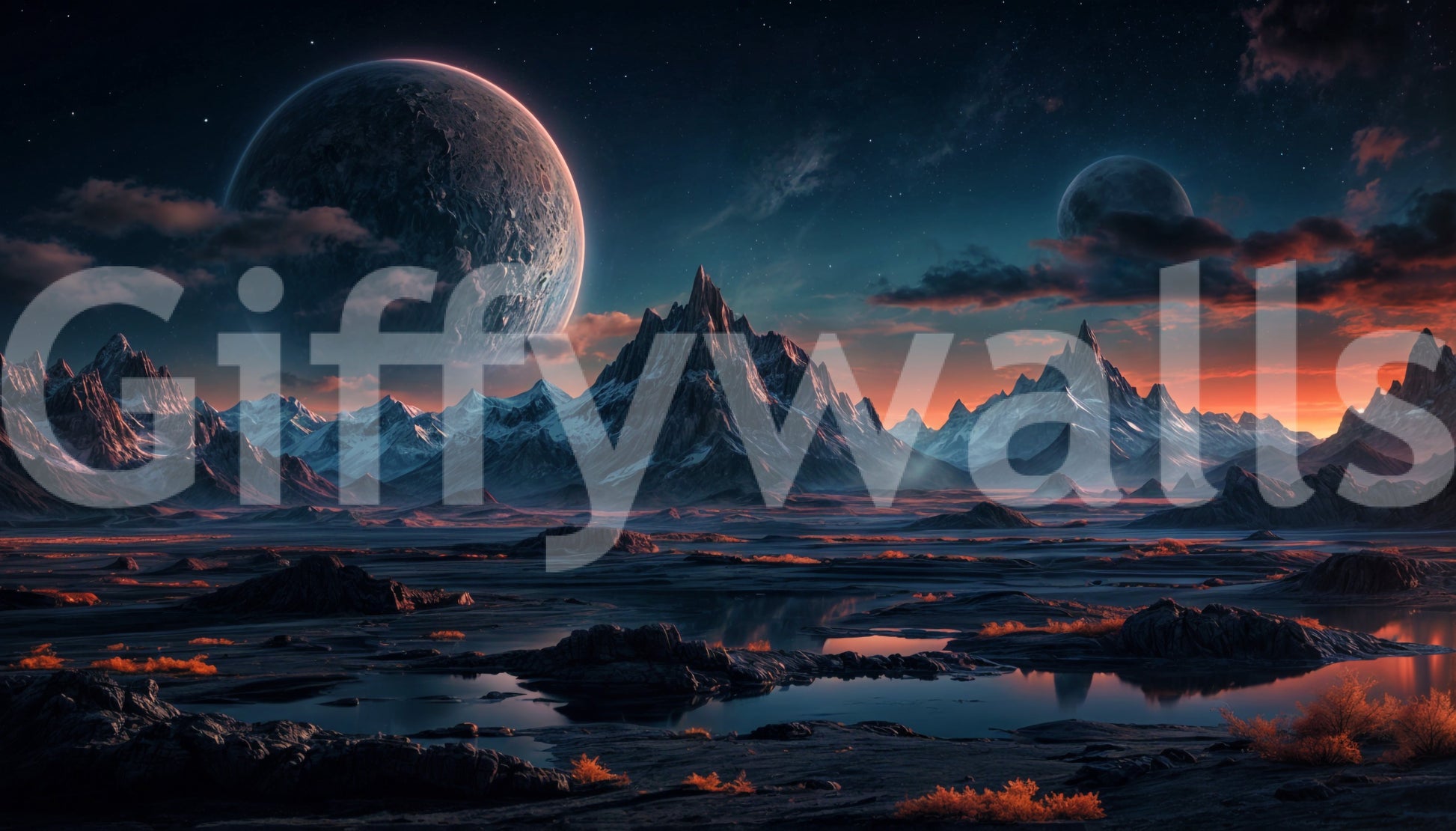 The mural is well-lit, showing off the rich colors of the scene.