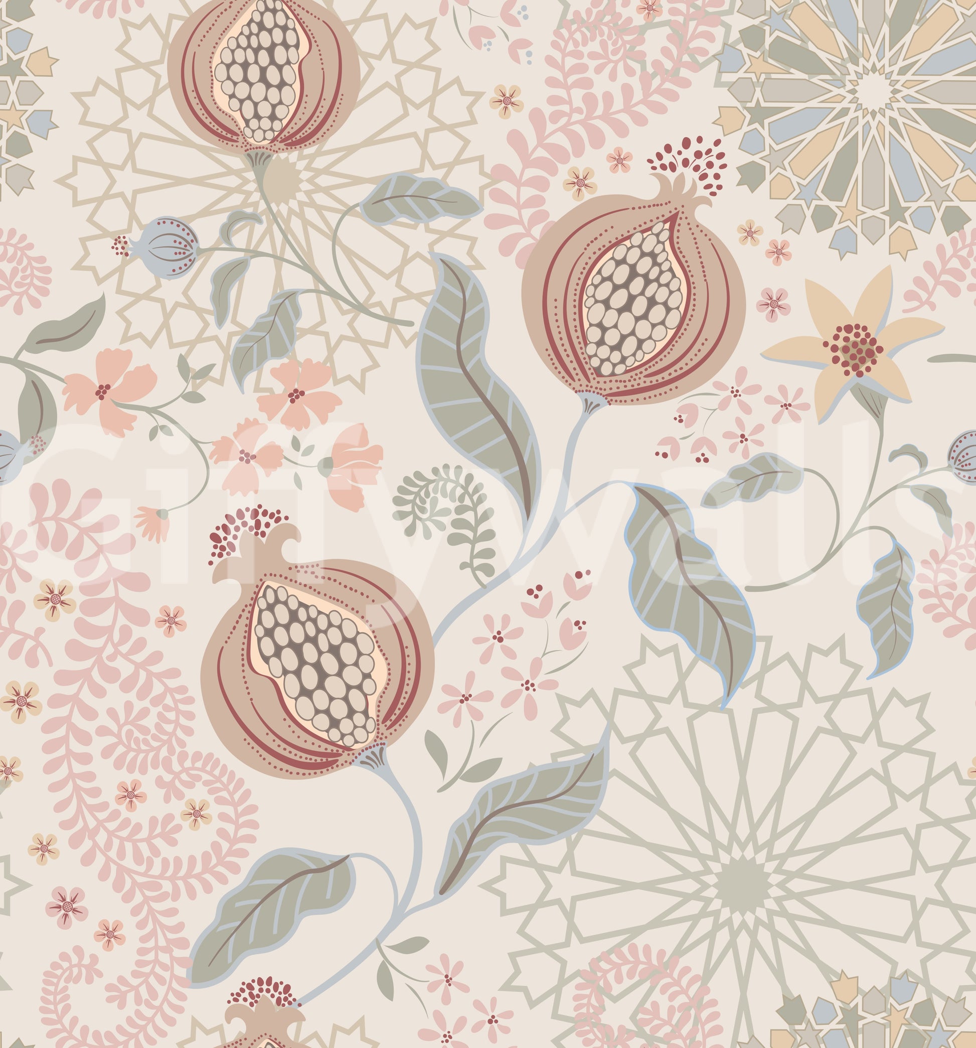 The wallpaper features a subtle, fluid pattern.

