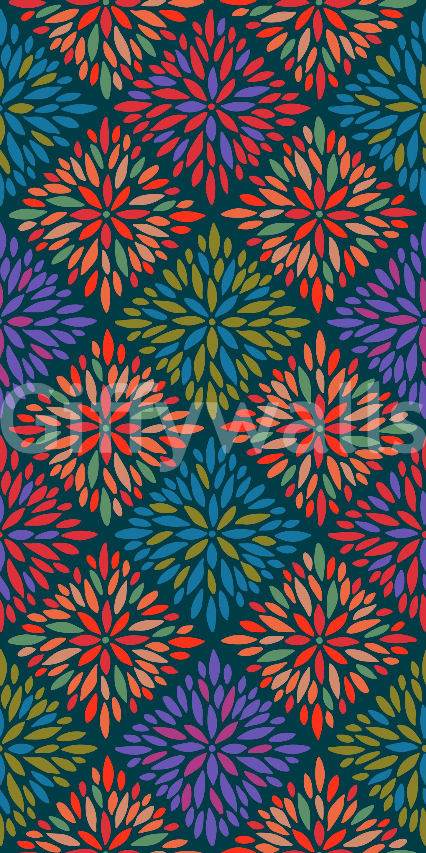 The wallpaper features a subtle, repeating motif.

