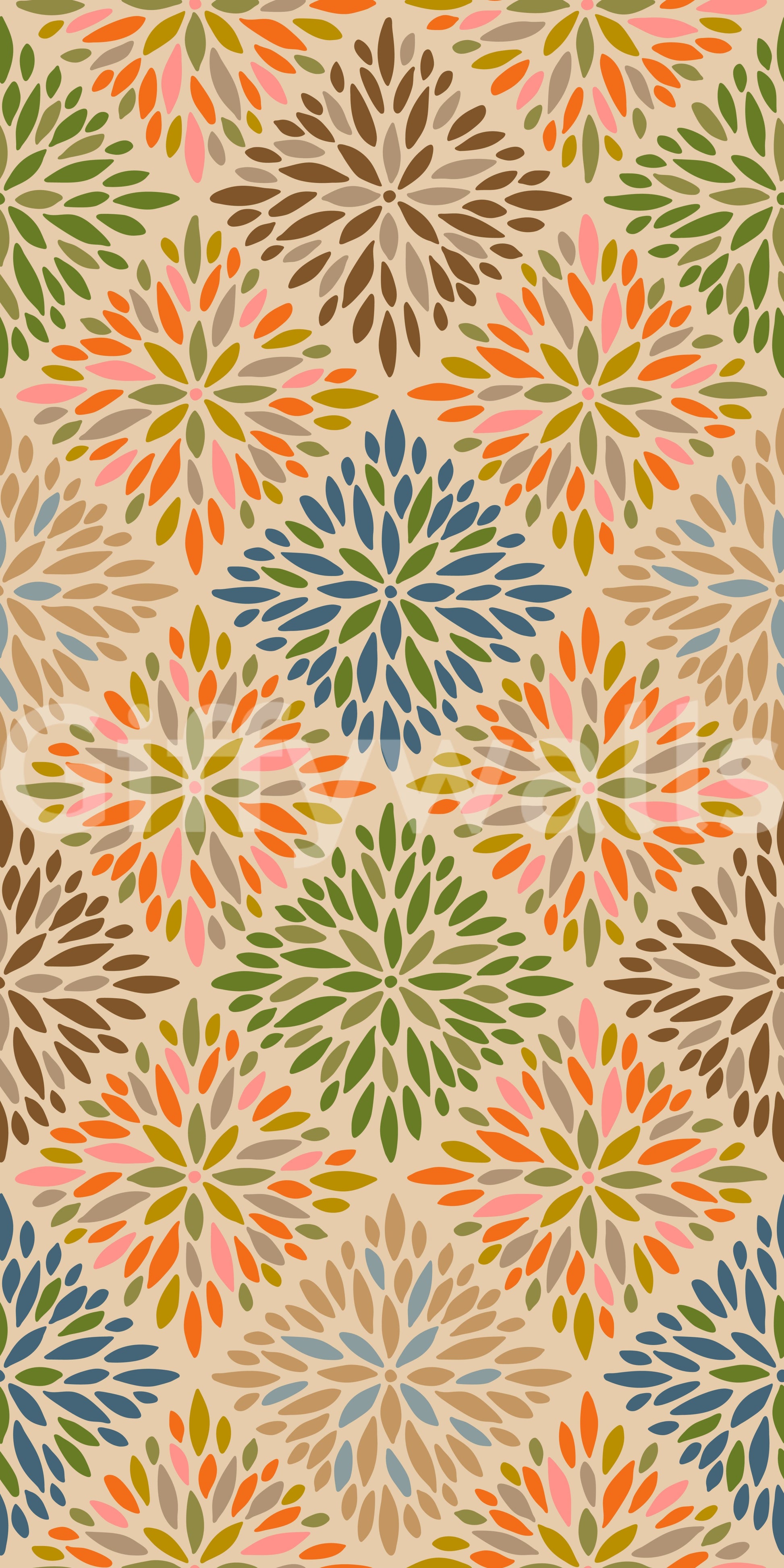 The wallpaper features a subtle, repeating motif.

