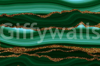 The wallpaper features a subtle, gold-veined pattern.

