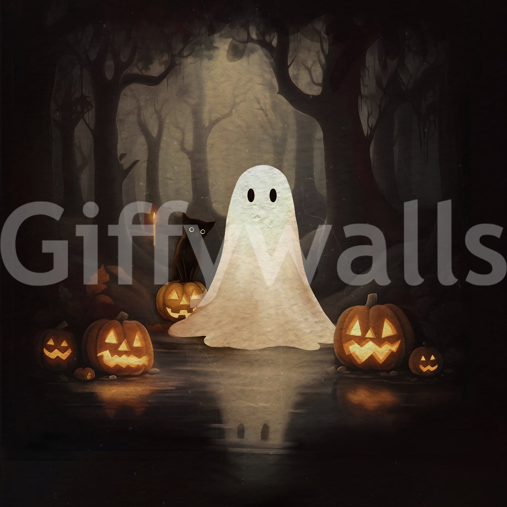 Ghost and Black Cat Wall Mural kids room
