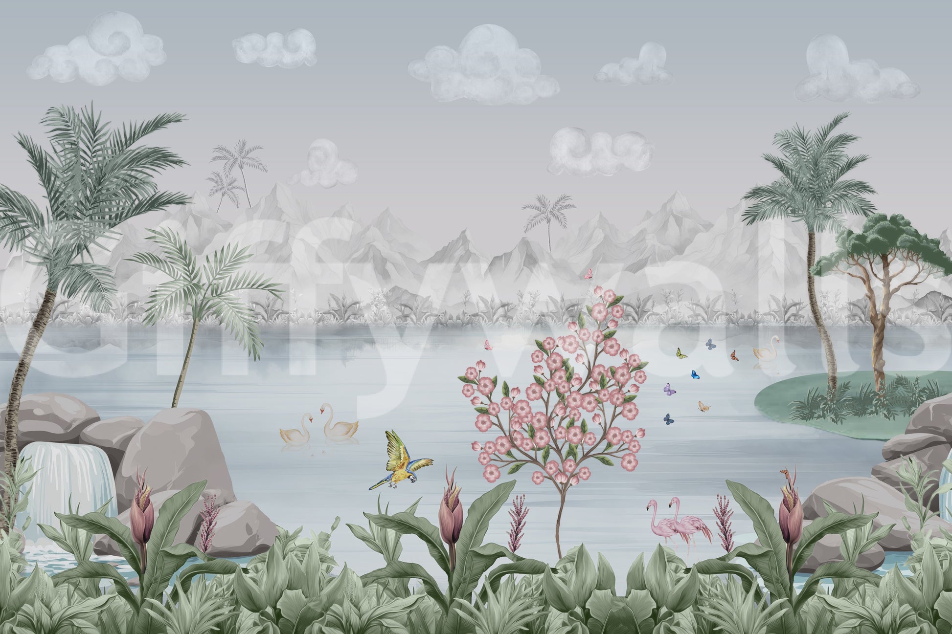 The style is painterly or a soft-focus photograph.

