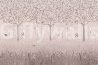 The style is a soft-focus illustration or a painterly design.

