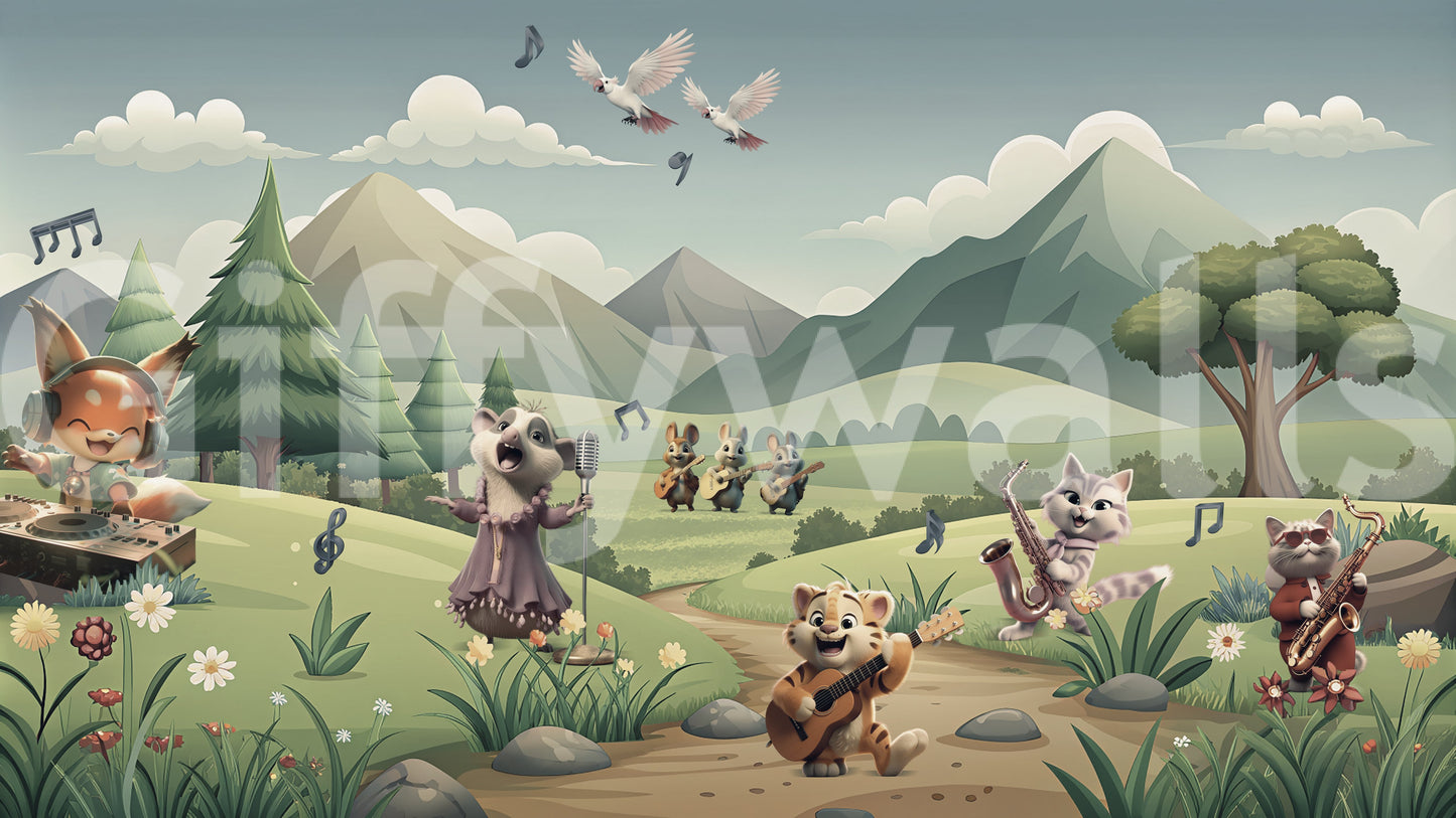 The style is a soft-focus illustration or a painterly design.

