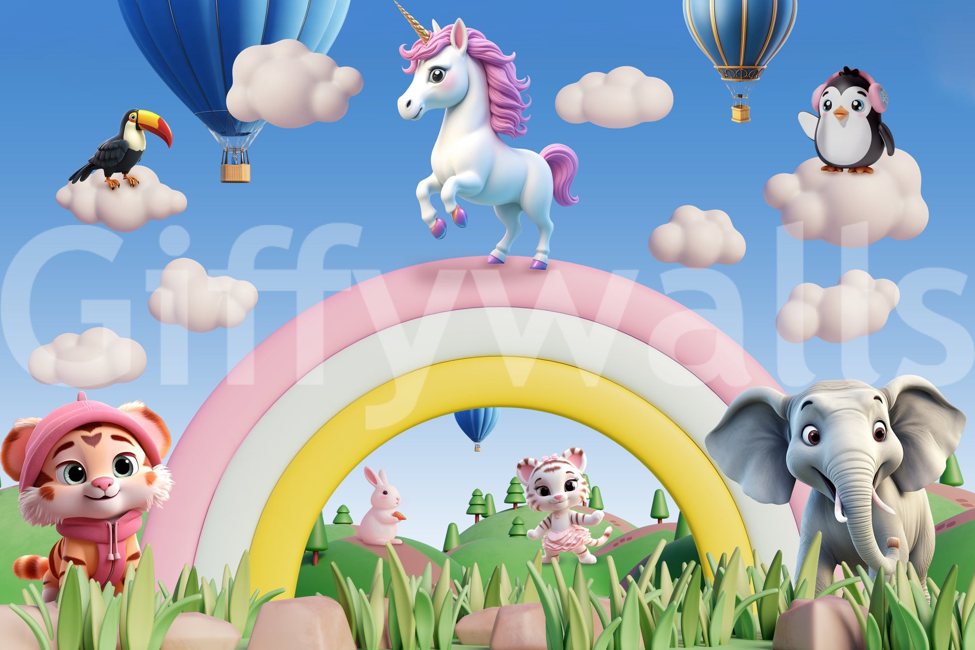 The style is a soft-focus illustration or a painterly design.

