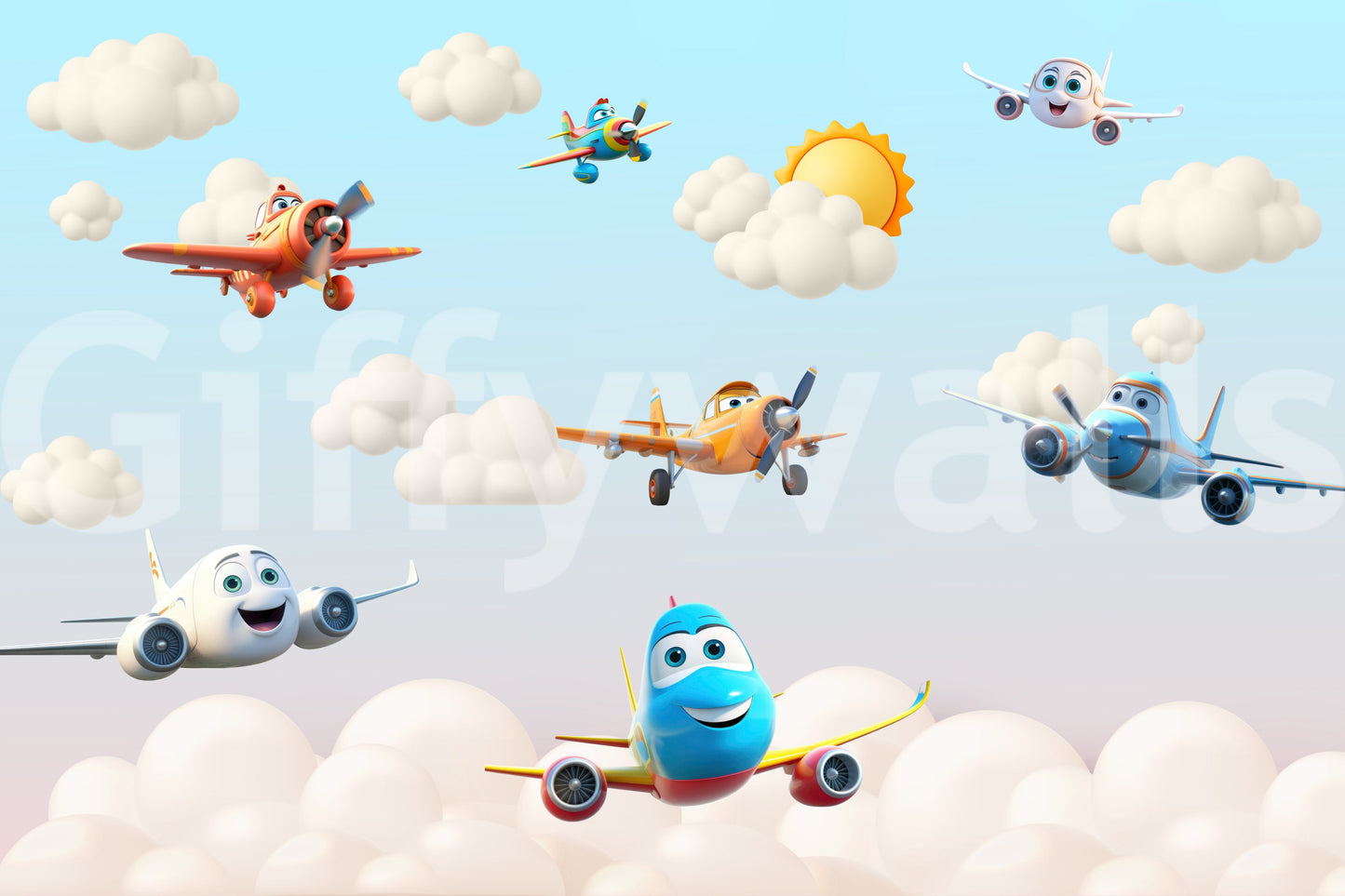 The style is a soft-focus illustration or a painterly design.

