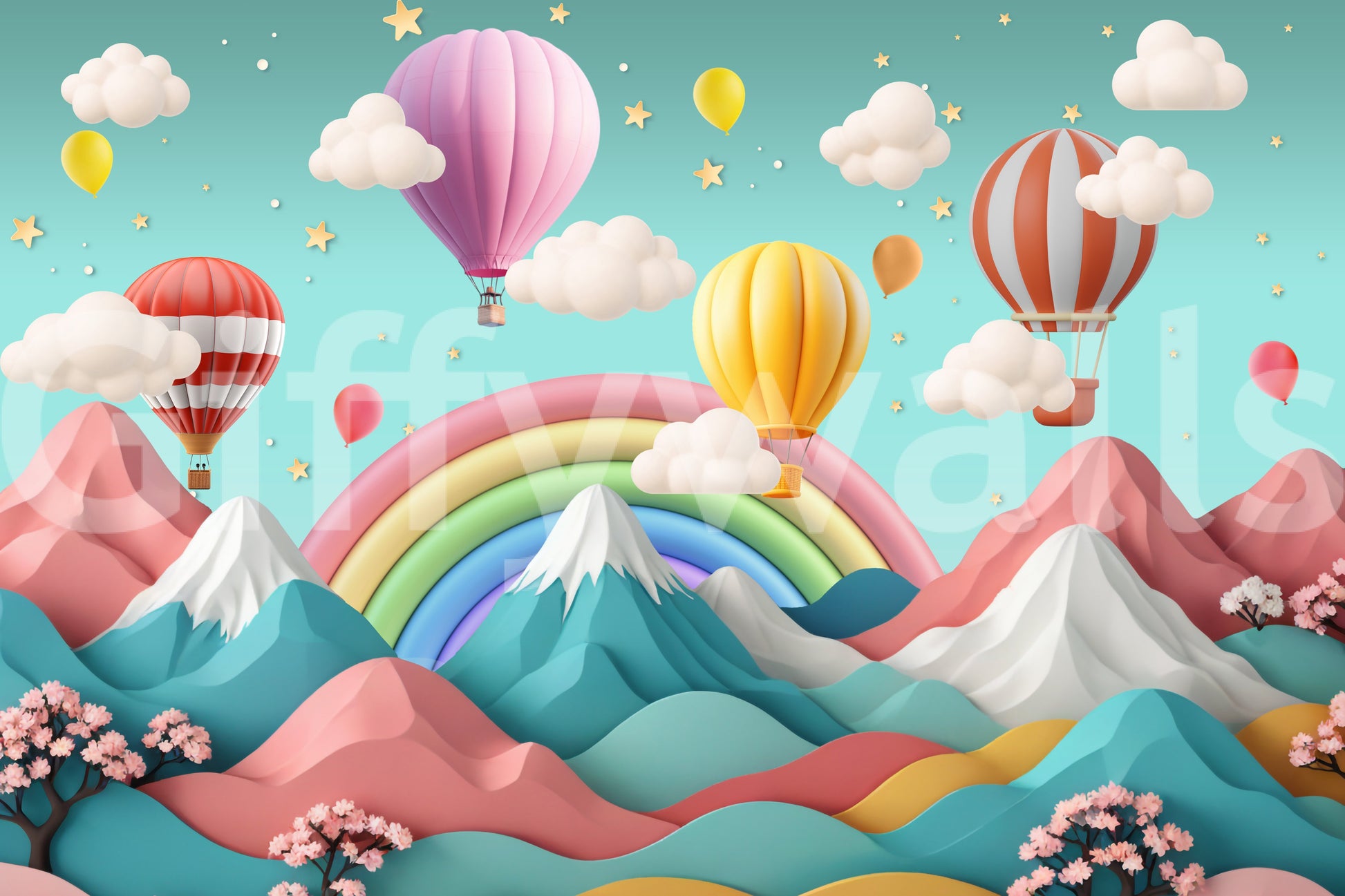 The style is a soft-focus illustration or a painterly design.

