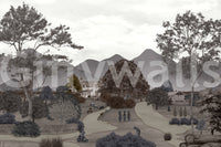 The style is a soft-focus illustration or a painterly design.

