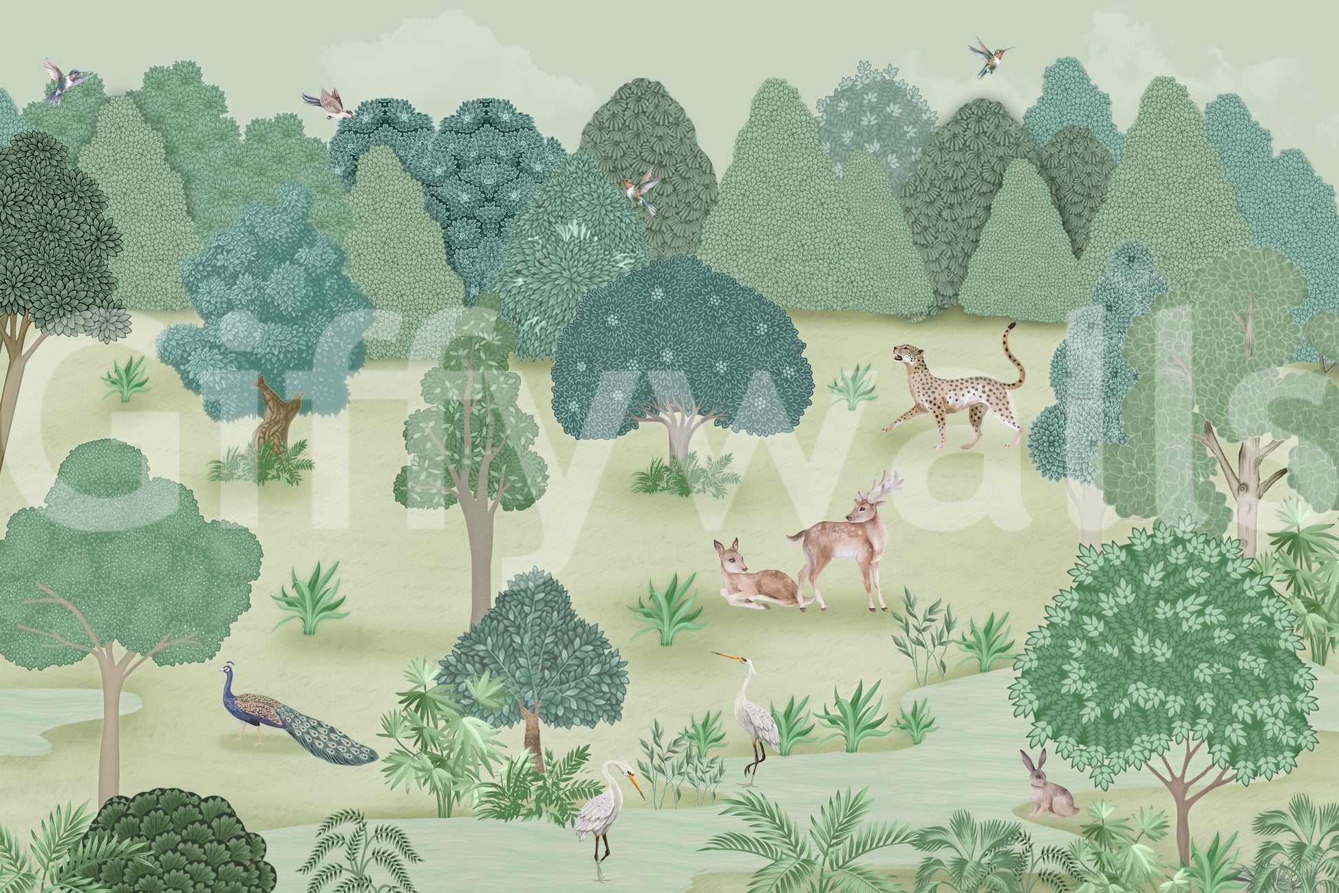 The style is a soft-focus illustration or a painterly design.

