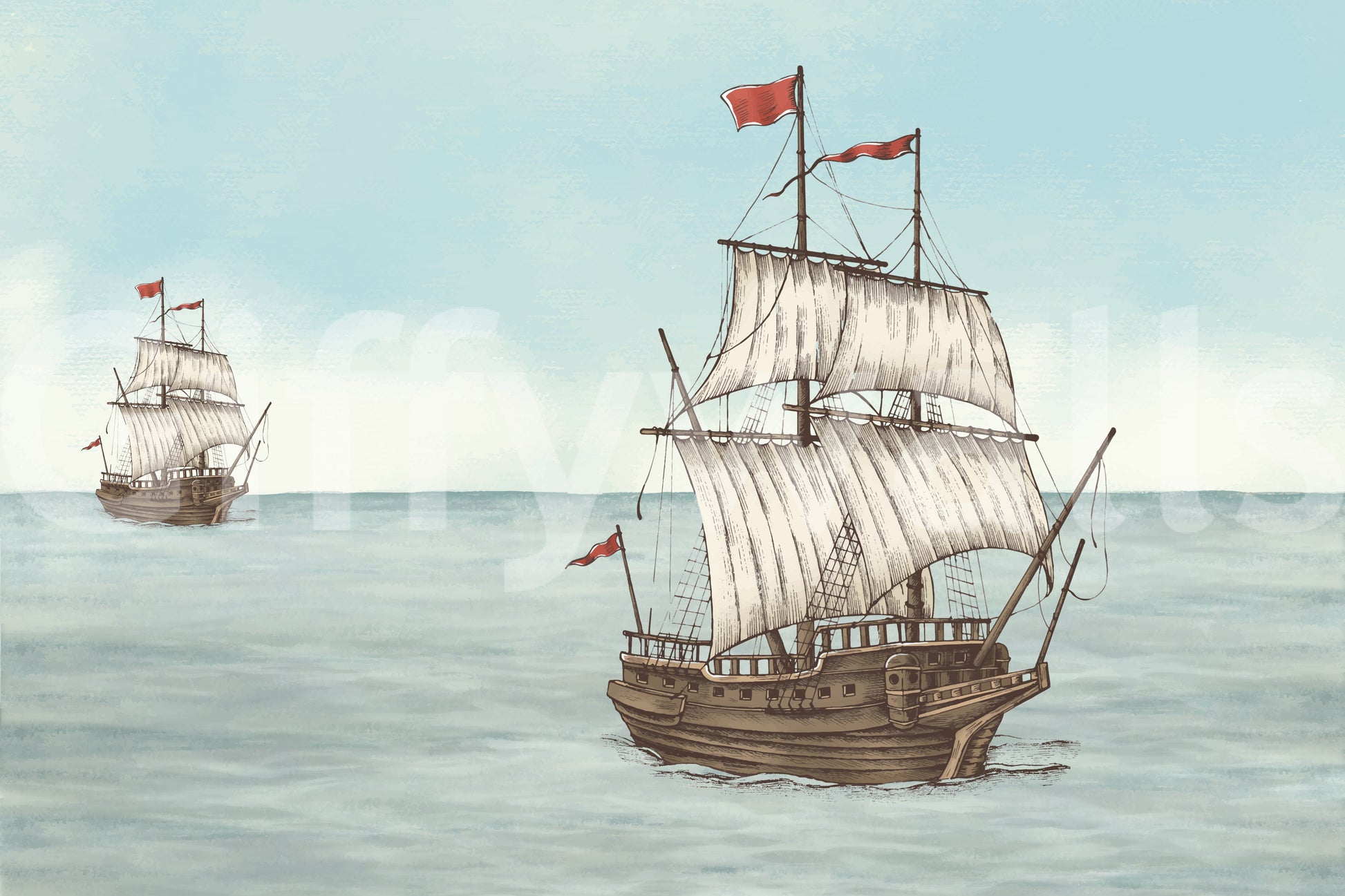 The style is a soft-focus illustration or a painterly design.

