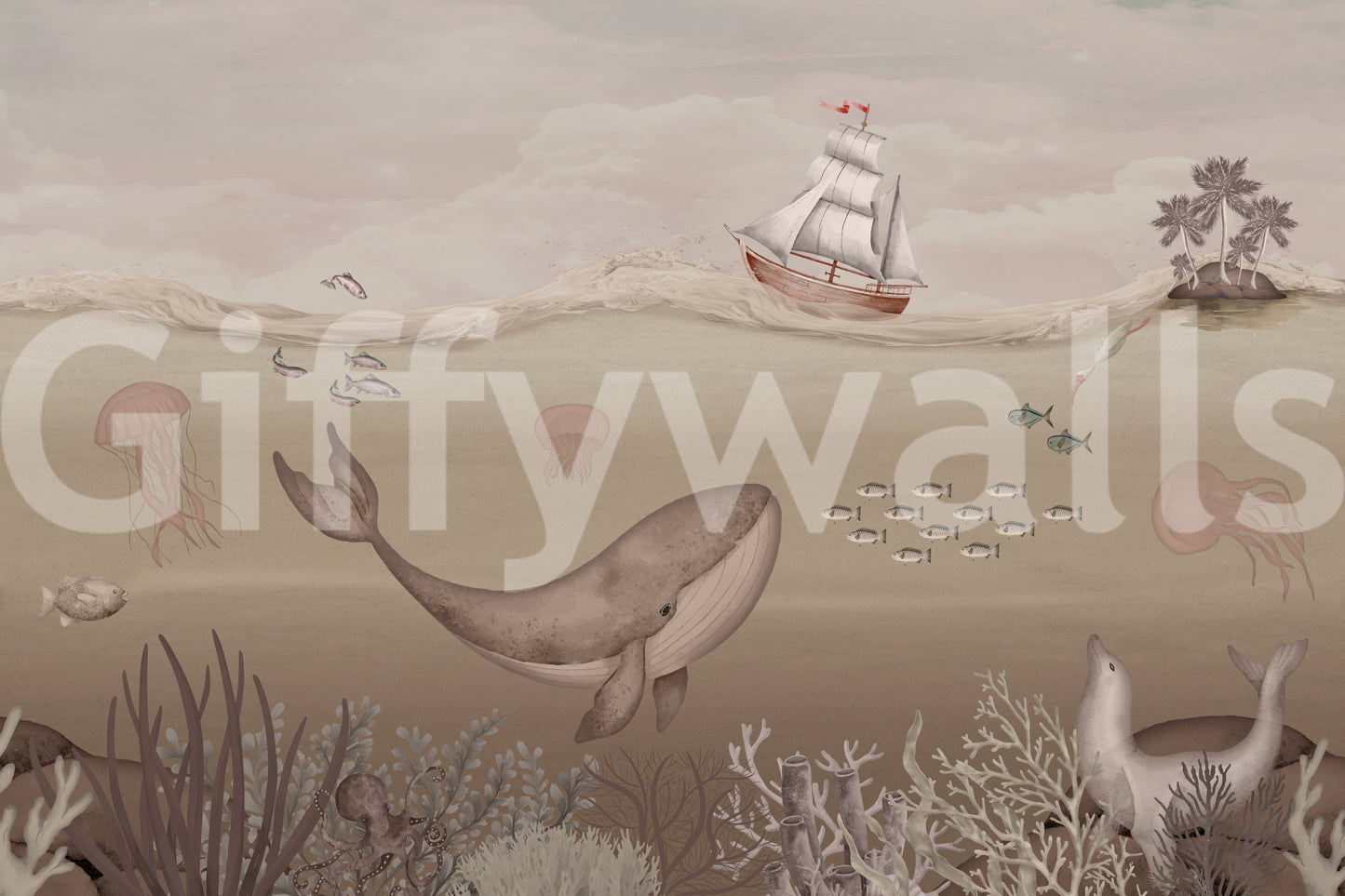 Whale's Journey Wall Mural