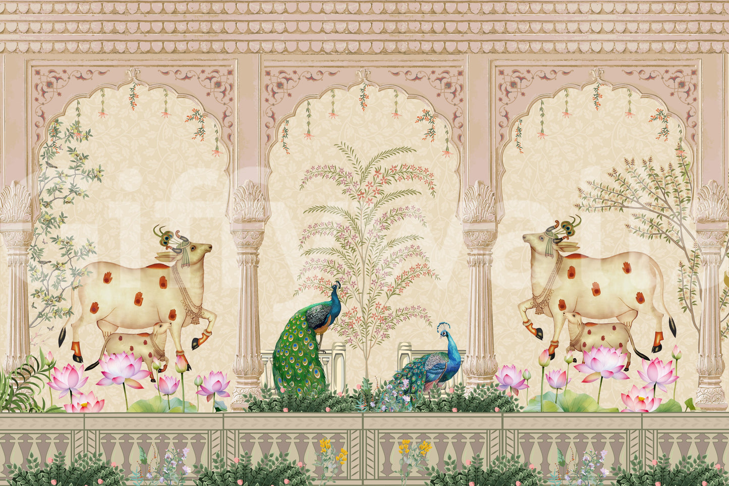 The style is a soft-focus illustration or a painterly design.

