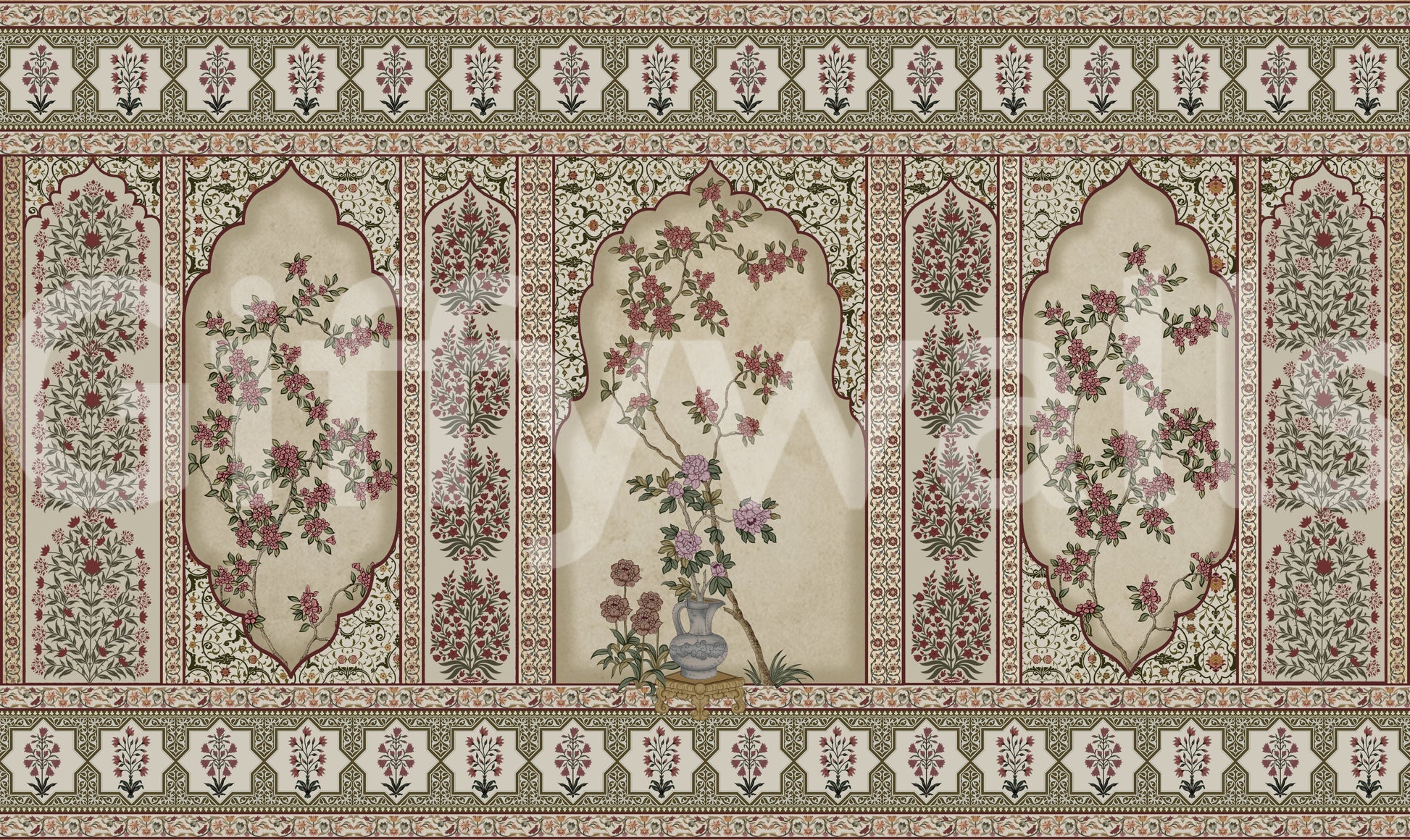 The style is a soft-focus illustration or a painterly design.

