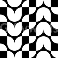 A seamless pattern of bold flowers on a wall

