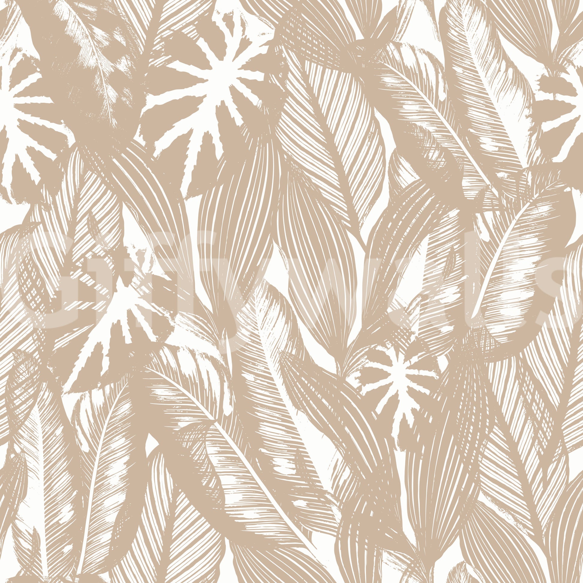 Neutral leaf pattern wallcovering

