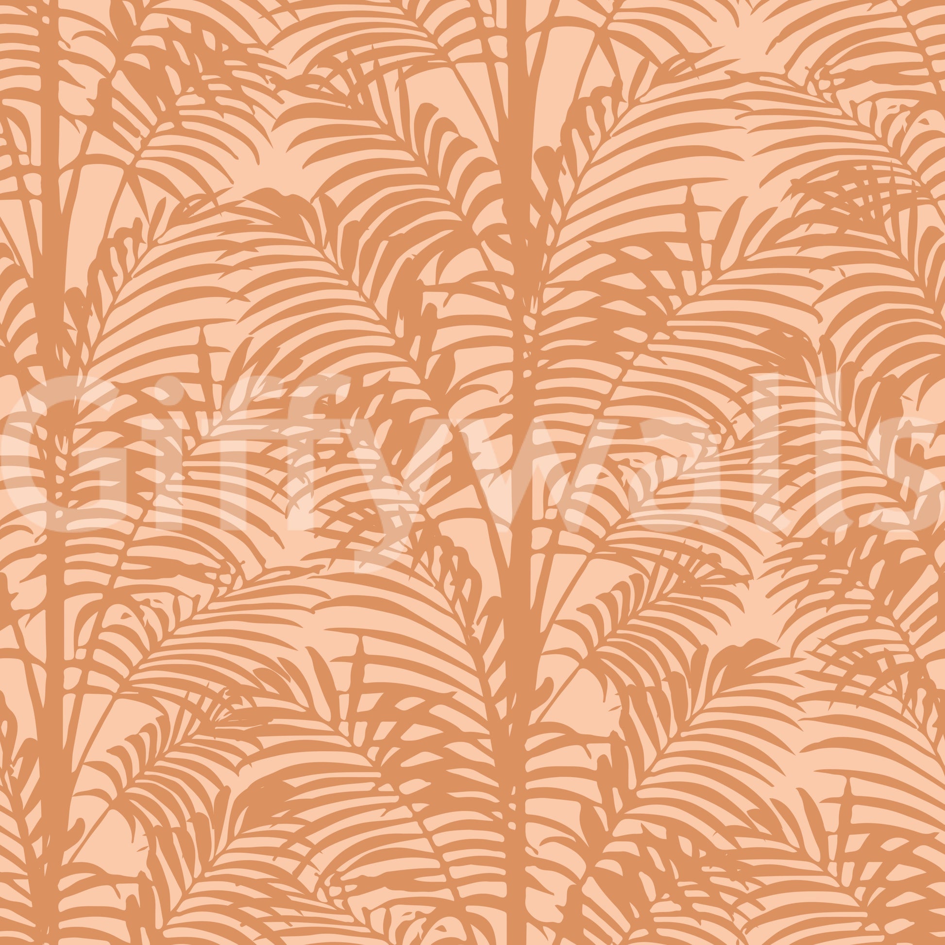 This is the Orange Palm Shapes modern wallpaper.