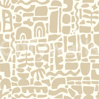 A seamless pattern of colorful shapes on a wall

