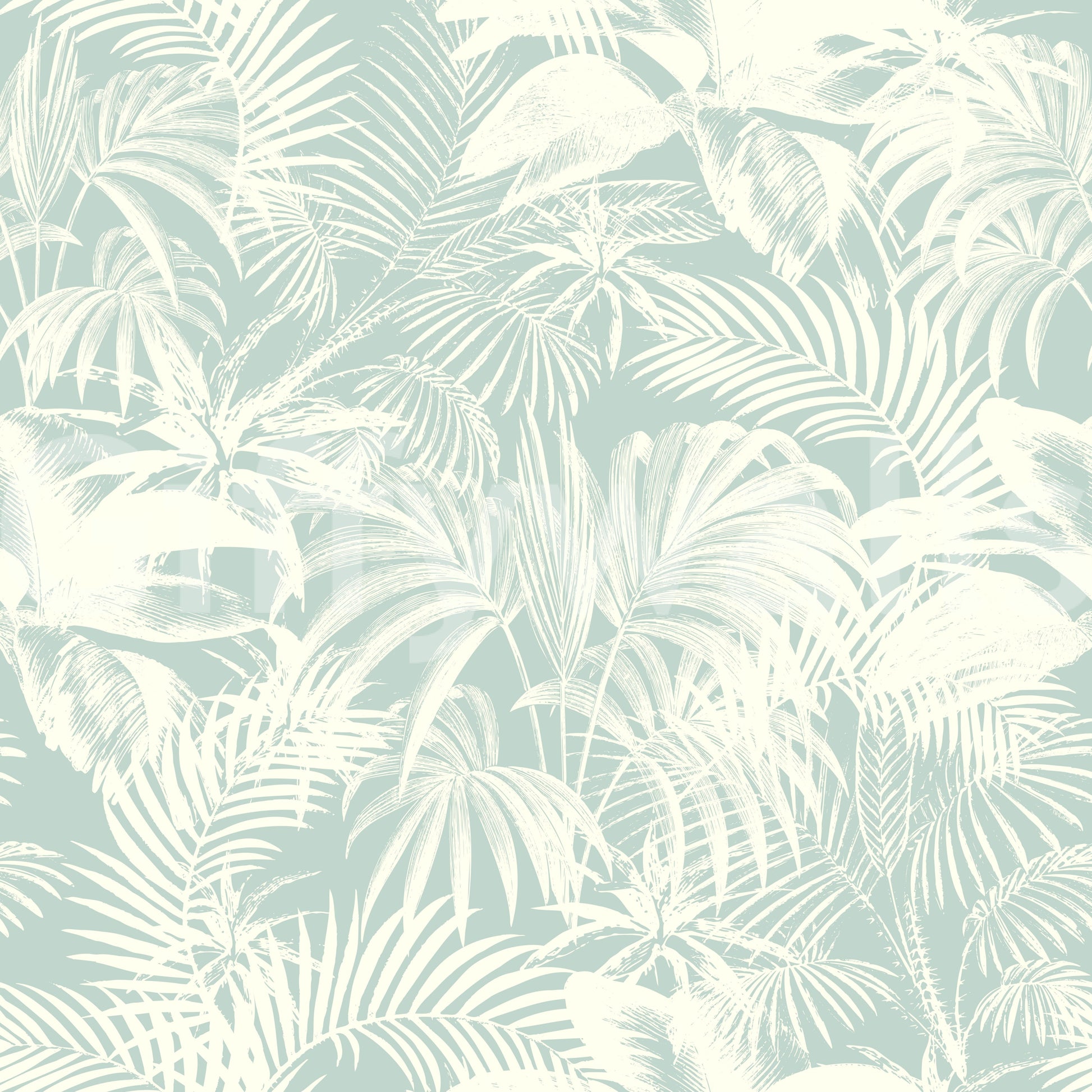 A seamless pattern of tropical plants on a wall

