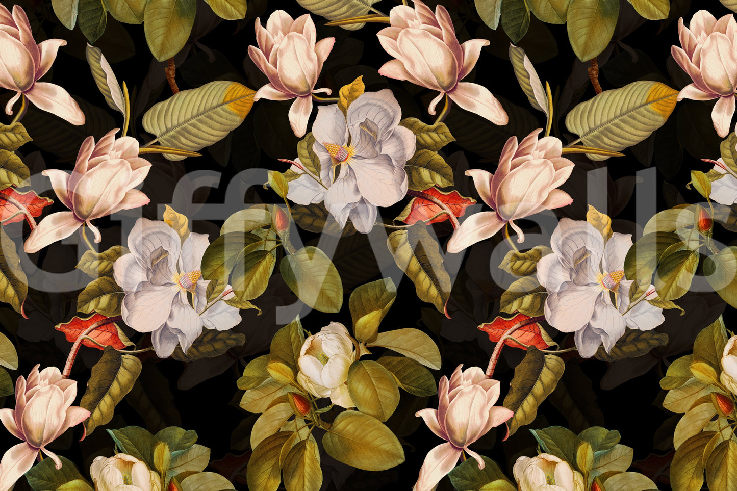 An artistic wall decor with lush magnolia blooms.