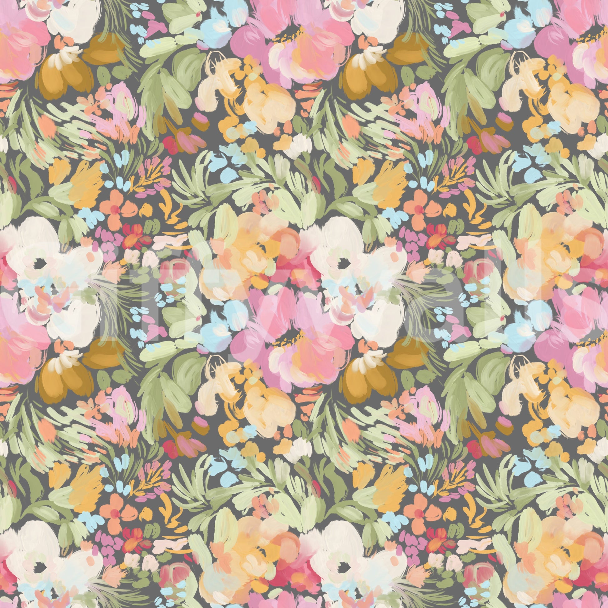Spring Painterly Florals botanical wallpaper.