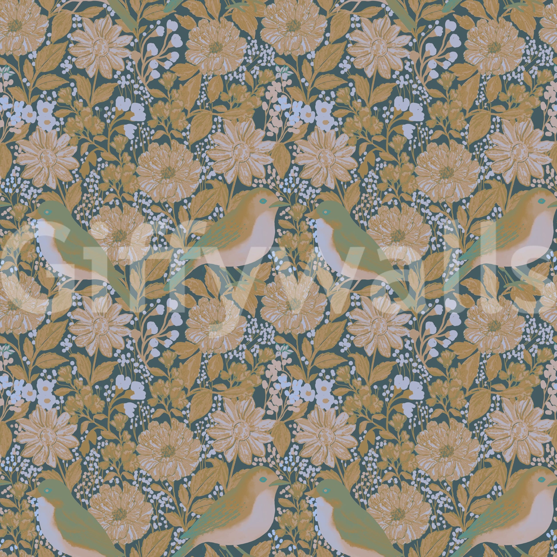 A high-quality peaceful floral wall mural for walls.

