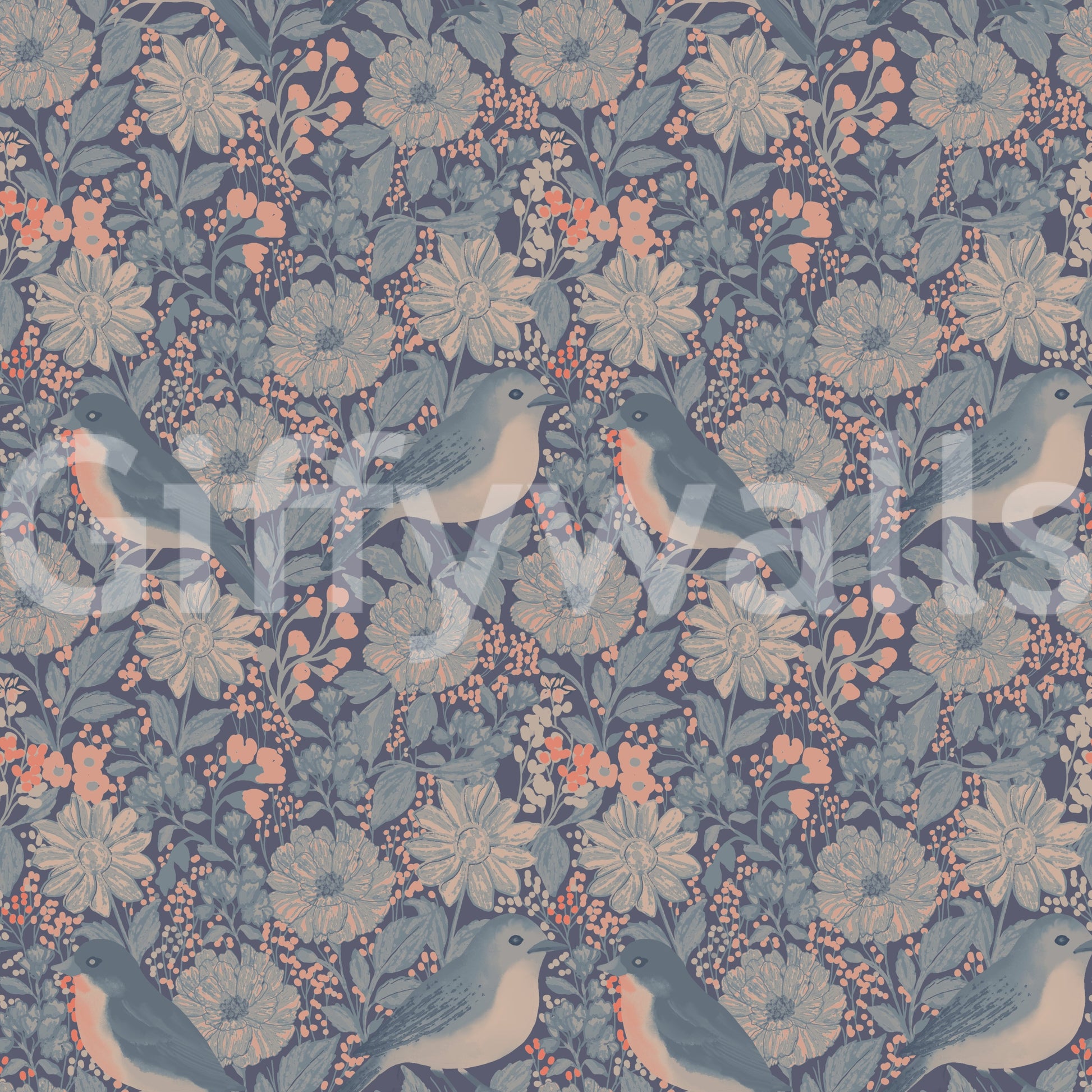 A high-quality serene floral wall mural for walls.

