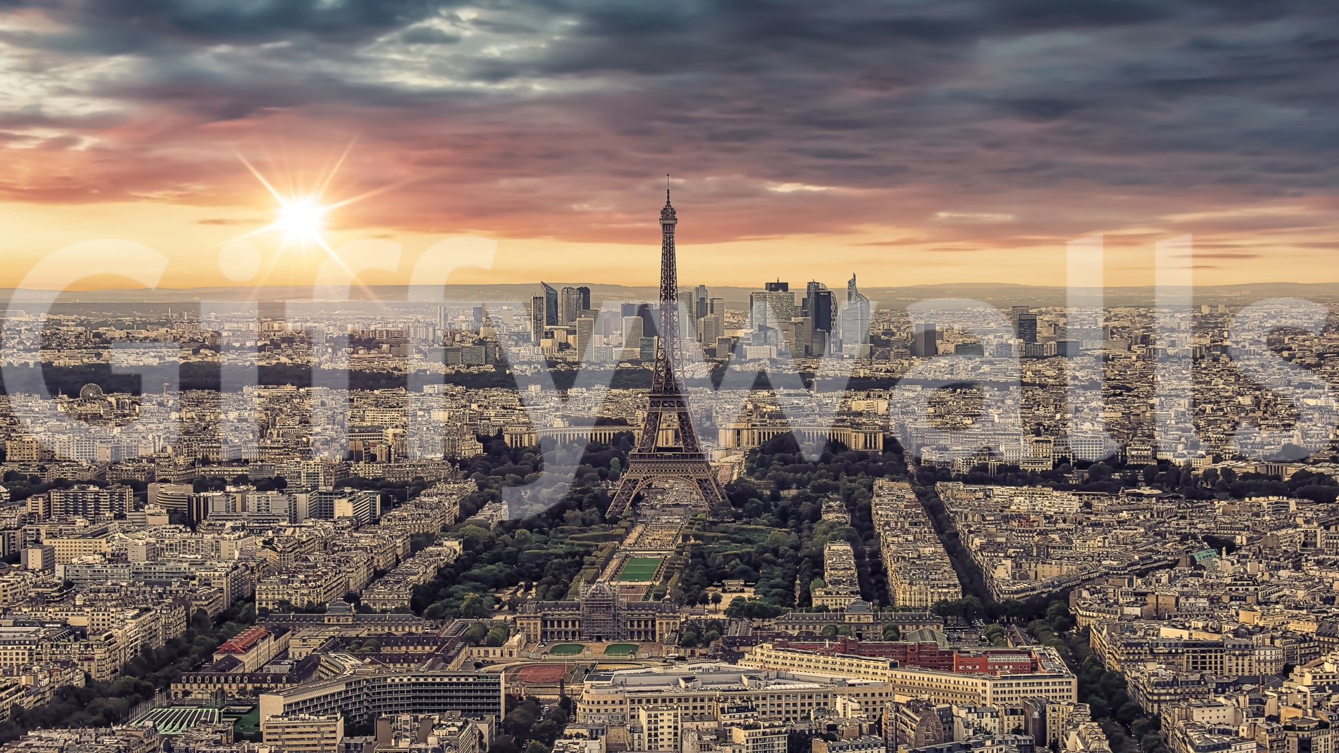 A calming serene sky wallpaper mural that defines a space.

