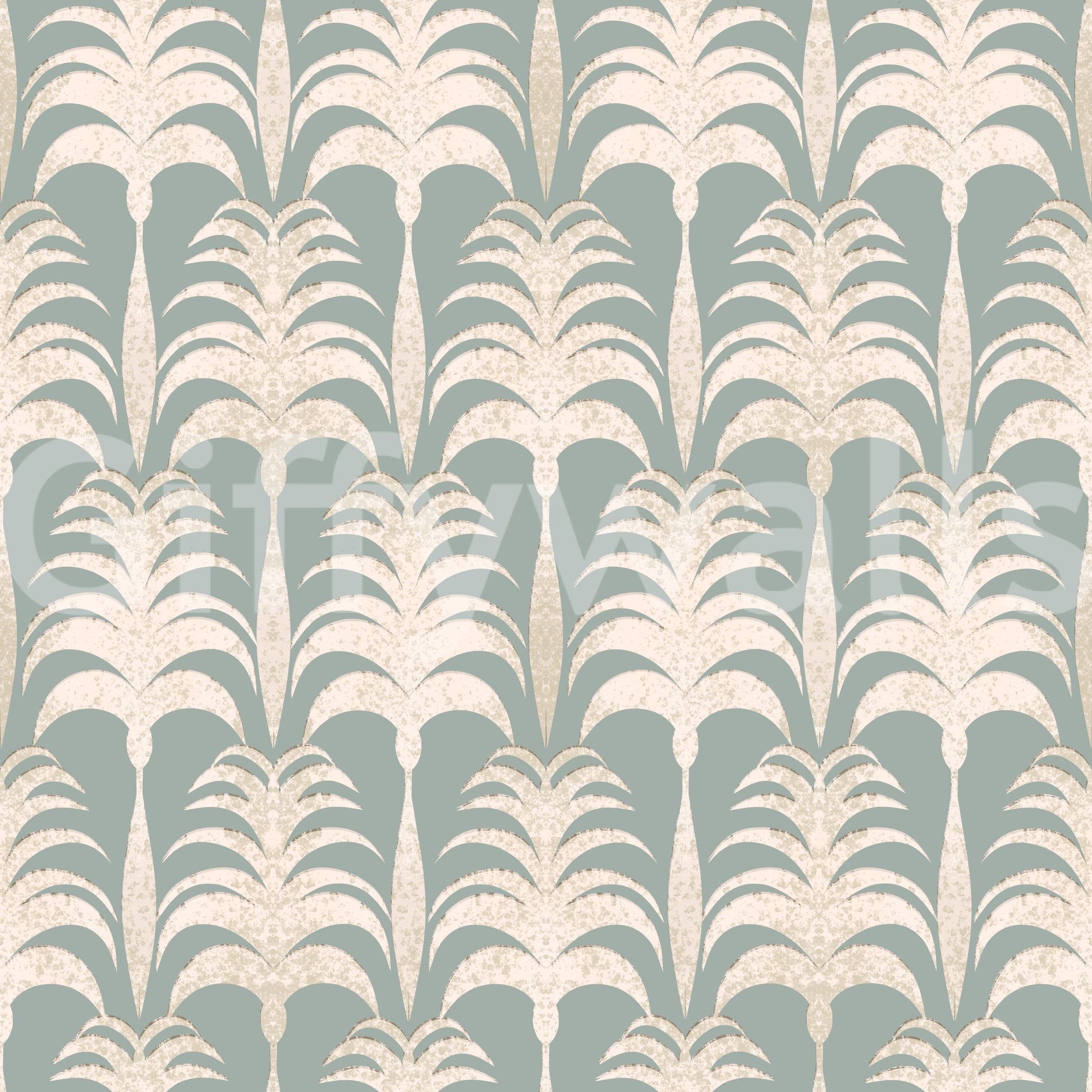 A calming tropical design wallpaper mural that defines a space.

